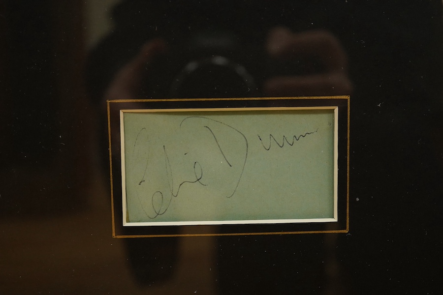 A framed and mounted display of ten autographs from the cast of Dad's Army, together with two photographs, signatures include